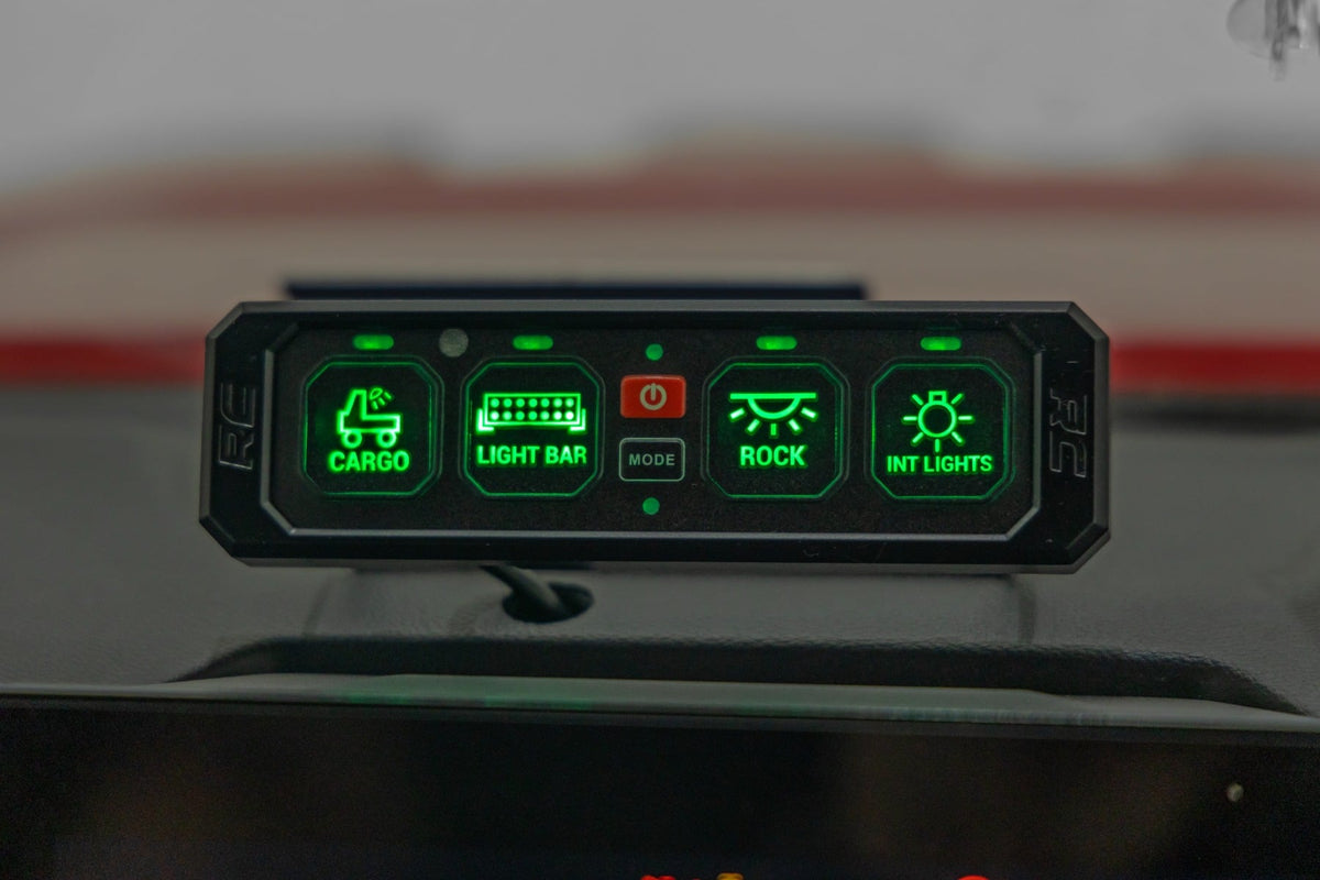 Rough Country - 4 Gang Switch Panel - RGB Backlit Buttons - Multifunction Modes - 70965 by Rough Country - angle view