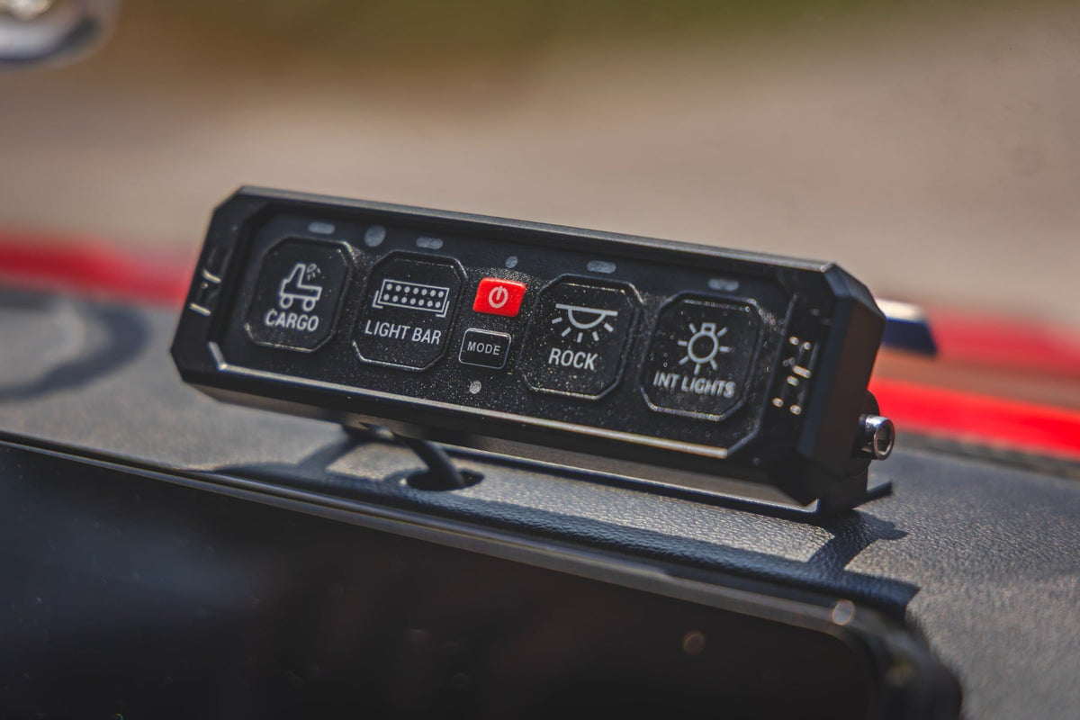 Rough Country - 4 Gang Switch Panel - RGB Backlit Buttons - Multifunction Modes - 70965 by Rough Country - installed view