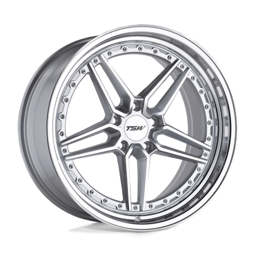 TSW Ascari 20X10.5 5X112 +40MM Silver W/Mirror Cut Face & Lip