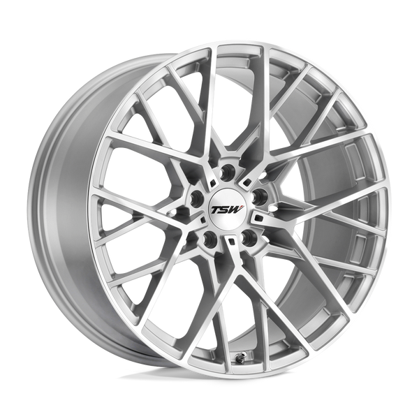 TSW Sebring 19X8.5 5X112 +42MM Silver W/  Mirror Cut Face