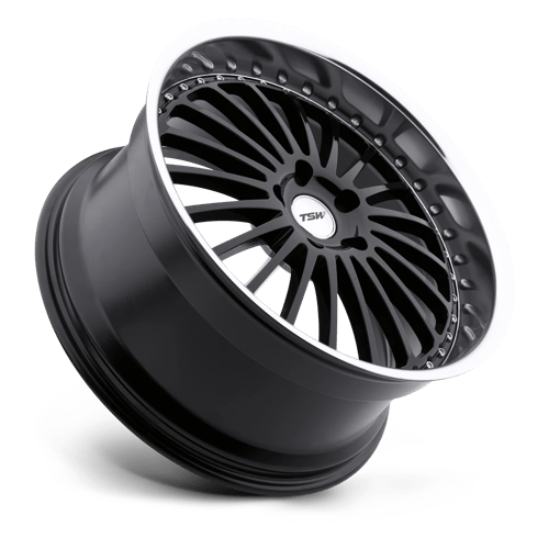 TSW Silverstone 19X8 5X112 +45MM Gloss Black W/ Mirror Cut Lip