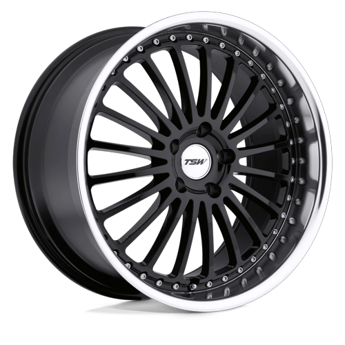 TSW Silverstone 19X8 5X112 +45MM Gloss Black W/ Mirror Cut Lip