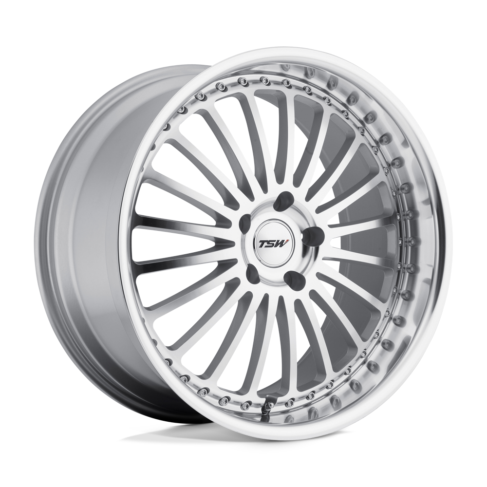 TSW Silverstone 20X8.5 5X108 +40MM Silver Mirror Cut Face & Lip