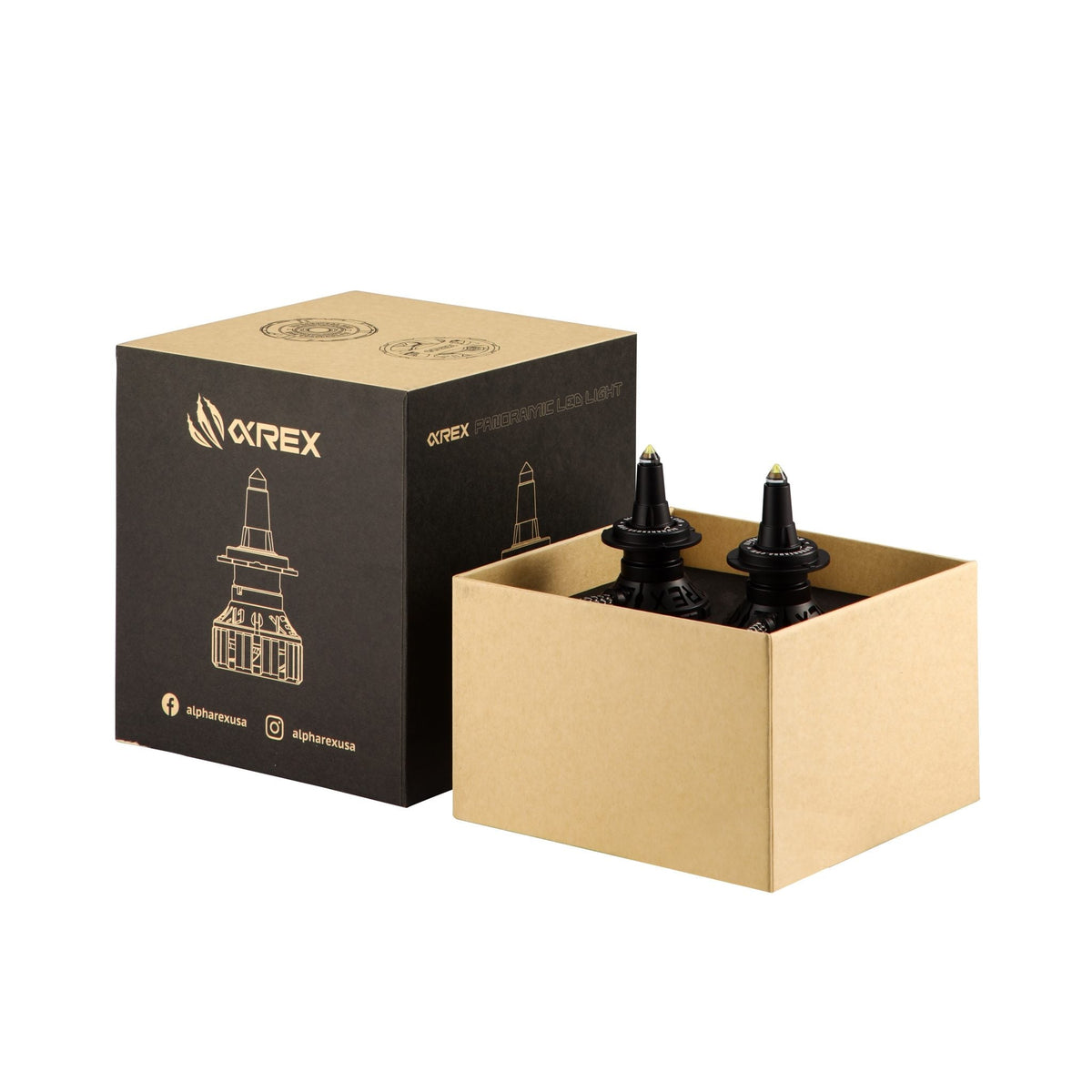 AlphaRex Black Ammo Panoramic LED Light Bulbs - 9006 - 110003 by AlphaRex - installed view