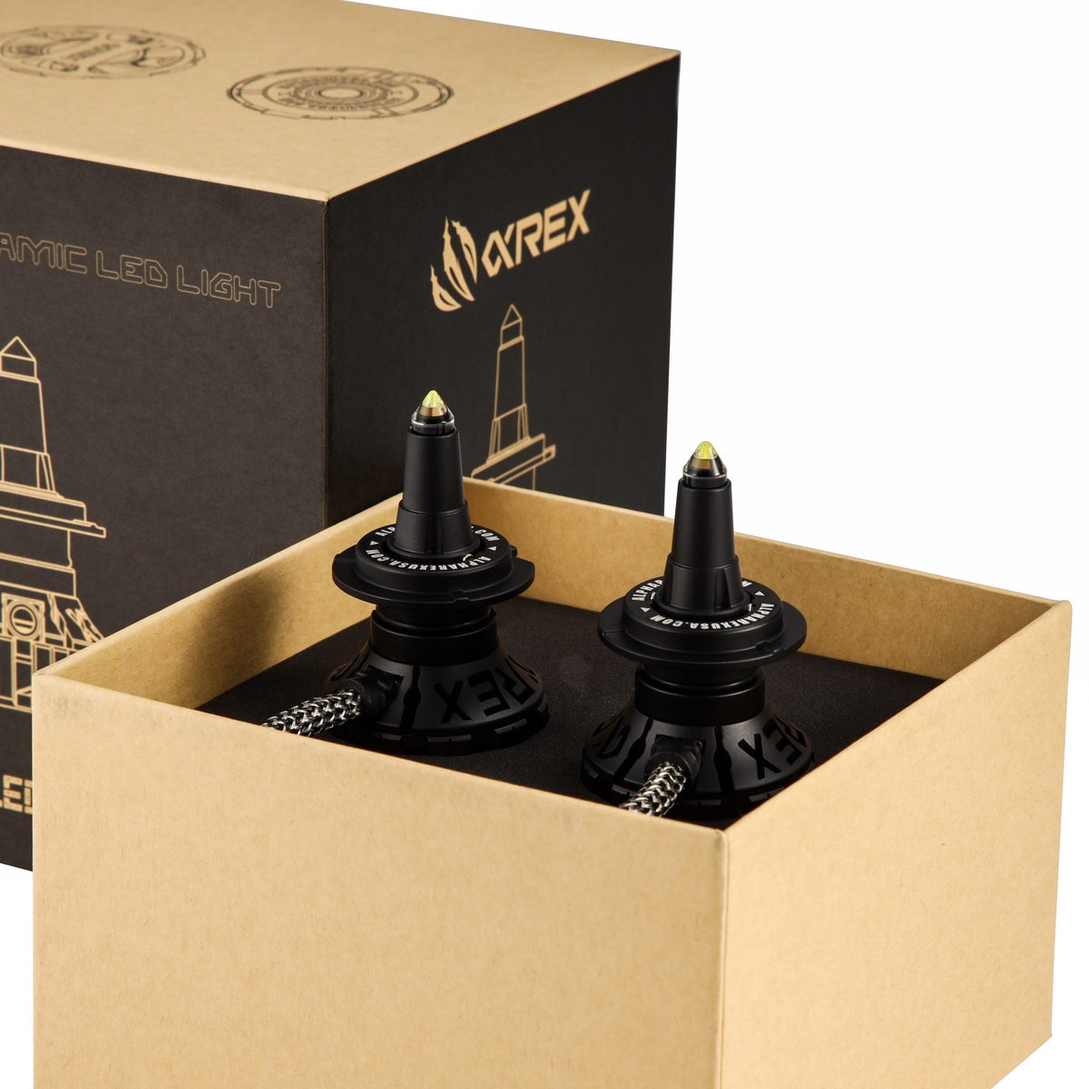 AlphaRex Black Ammo Panoramic LED Light Bulbs - H7 - 110007 by AlphaRex - close-up