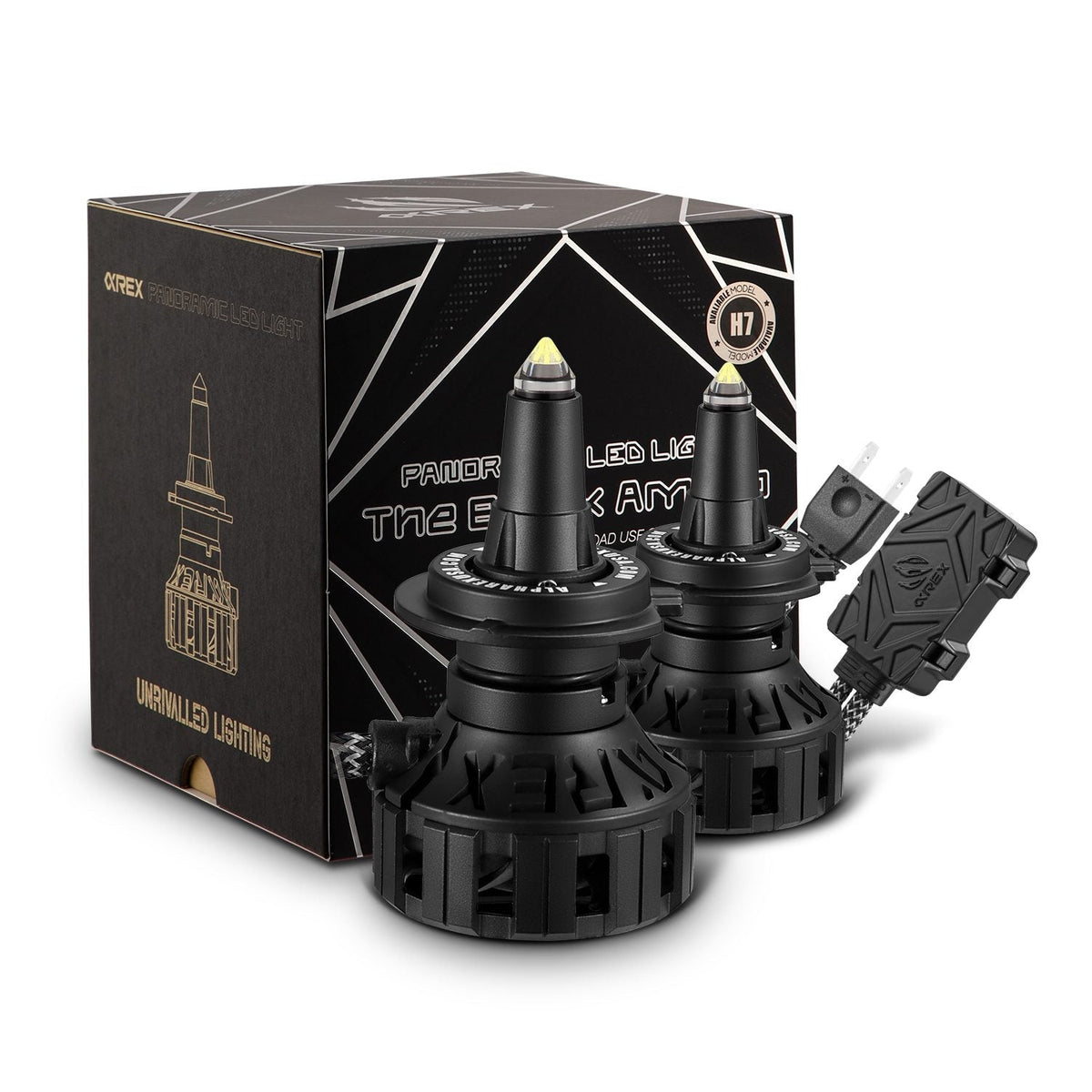 AlphaRex Black Ammo Panoramic LED Light Bulbs - H7 - 110007 by AlphaRex - front view