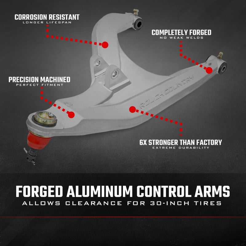 Rough Country - Aluminum Control Arms - High Clearance w/ 2" Forward Offset - Can-Am Defender HD 5/HD 8/HD 9/HD 10 - 97041RED