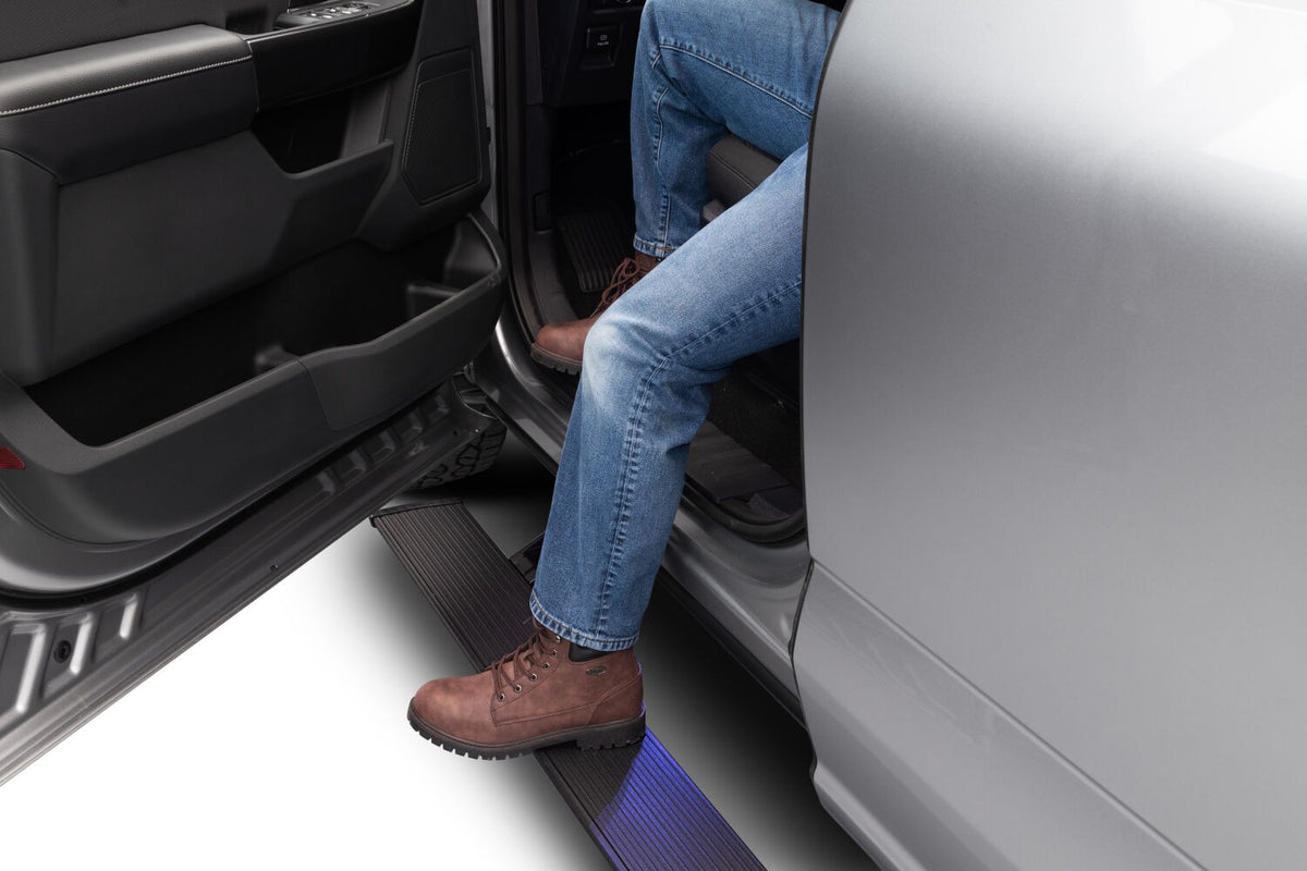 AMP Research 2015-2018 Ford F150 All Cabs PowerStep Plug N Play - Black - 76151-01A for 2015-2020 Ford F 150 - front view