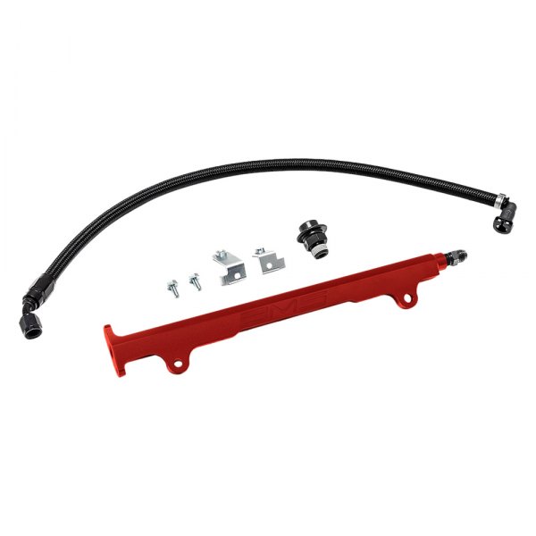 AMS Performance 08-15 Mitsubishi EVO X CNC Machined Aluminum Fuel Rail w/Pulsation Dampener - Red - AMS.04.07.0006-1 for 2008