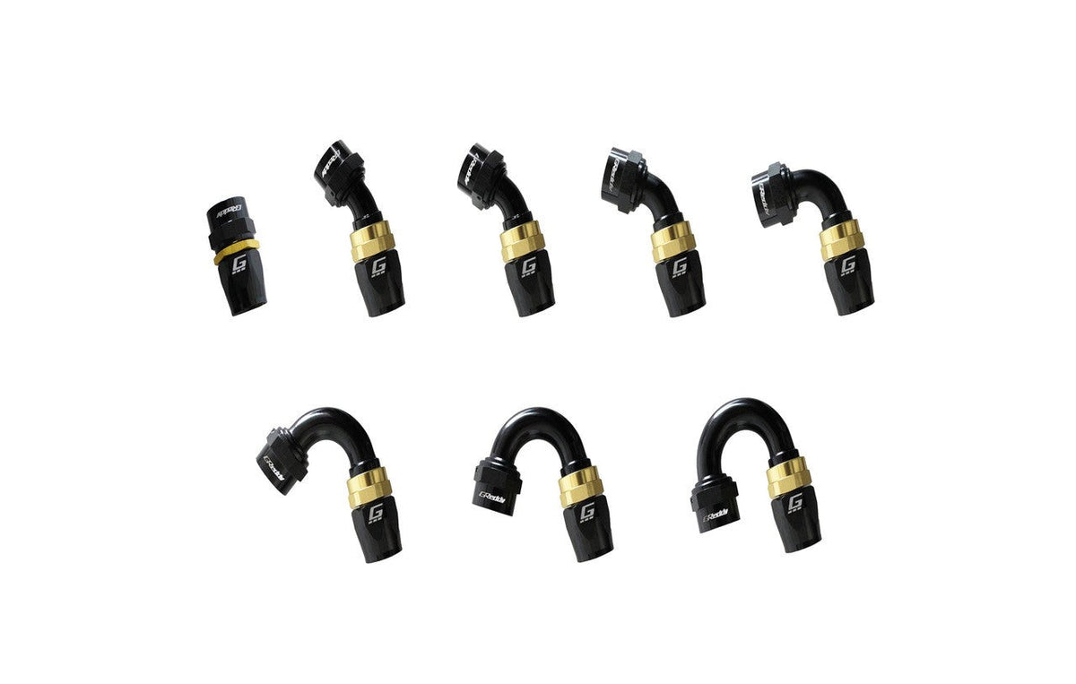 GReddy - GReddy -04 AN Swivel Hose End(s) - Black / Gold anodized - 12800460
