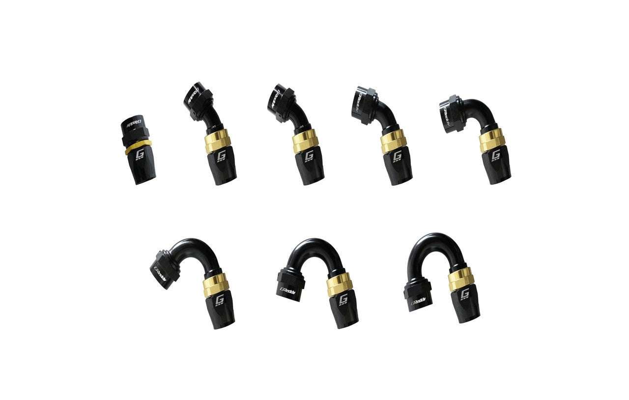 GReddy - GReddy -04 AN Swivel Hose End(s) - Black / Gold anodized - 12800415