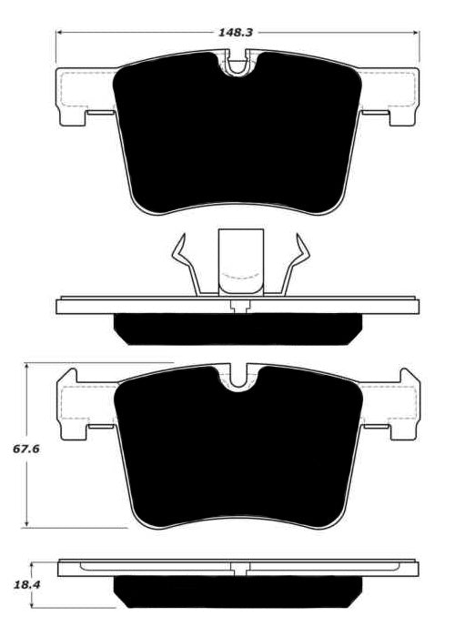 Photo of AP1561 brake pad showing dimensions