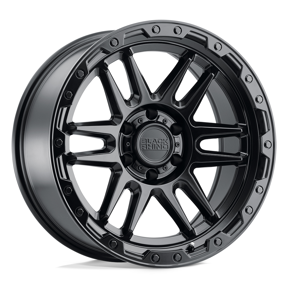 Black Rhino Hard Alloys Apache 20X9 6X135 +12MM Matte Black W/ Black Bolts