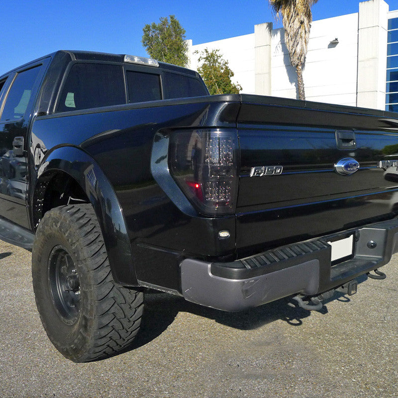 Spec-D Tuning - 2009-2014 Ford F-150 LED Tail Lights (Chrome Housing/Smoked Lens) - LT-F15009GLED-TM
