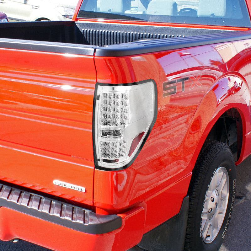 Spec-D Tuning - 2009-2014 Ford F-150 LED Tail Lights (Chrome Housing/Clear Lens) - LT-F15009CLED-TM