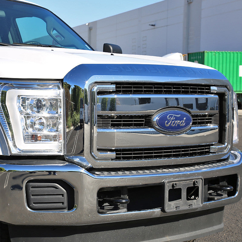 Spec-D Tuning - 2011-2016 Ford F-250/F-350/F-450/F-550 SuperDuty Chrome ABS Grille Overlay - HG-F25011C-MD-GL