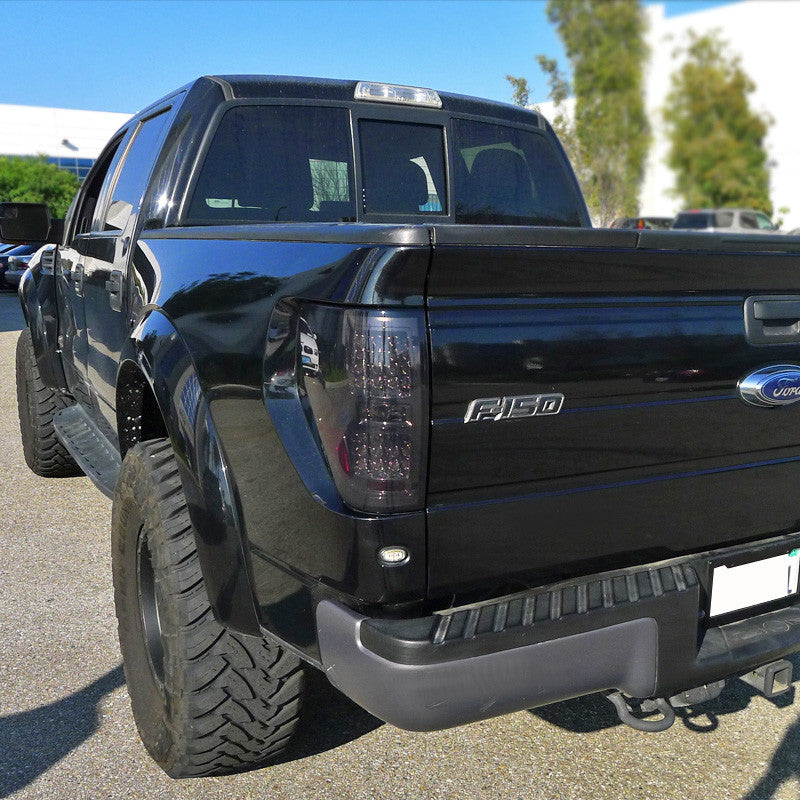 Spec-D Tuning - 2009-2014 Ford F-150 LED Tail Lights (Chrome Housing/Smoked Lens) - LT-F15009GLED-TM