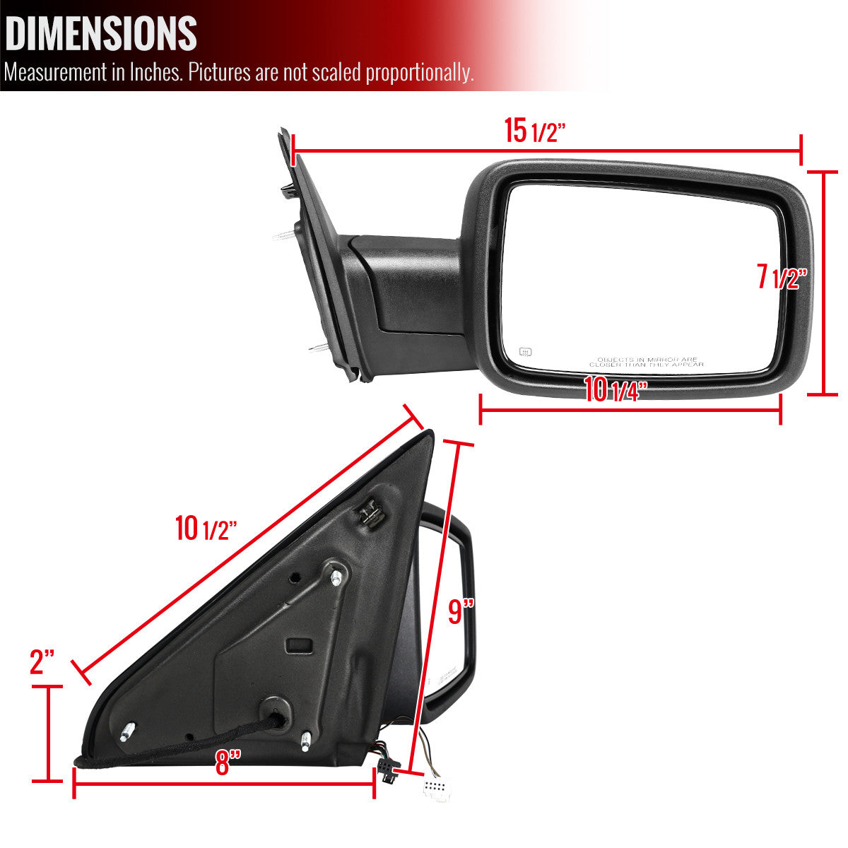 Spec-D Tuning - 2013-2019 Dodge RAM Chrome Power Adjustable, Heated Side Mirror w/ LED Turn Signal & Puddle Light - Passenger Side Only - RMV-RAM13CHP-FS-R