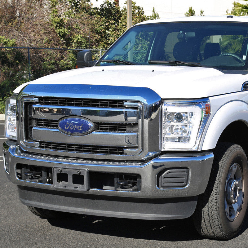 Spec-D Tuning - 2011-2016 Ford F-250/F-350/F-450/F-550 SuperDuty Chrome ABS Grille Overlay - HG-F25011C-MD-GL