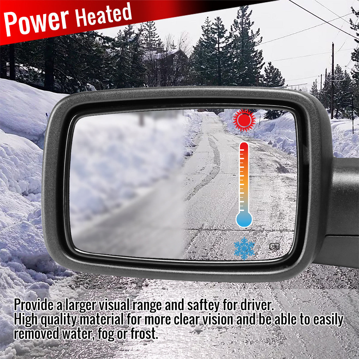 Spec-D Tuning - 2013-2019 Dodge RAM Chrome Power Adjustable, Heated Side Mirror w/ LED Turn Signal & Puddle Light - Driver Side Only - RMV-RAM13CHP-FS-L