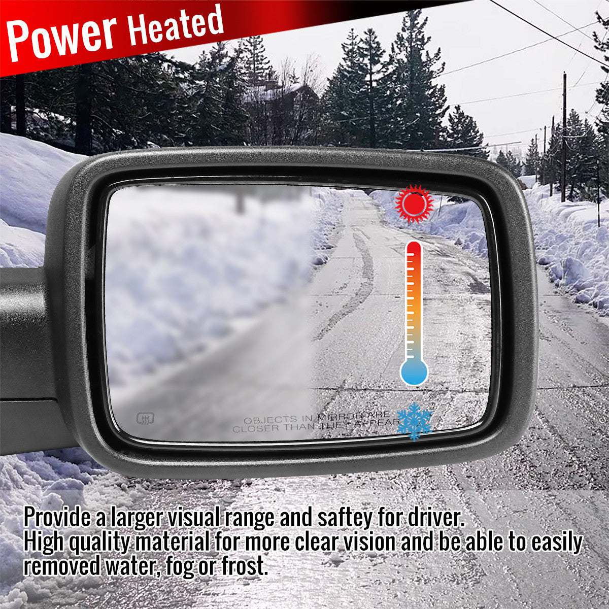 Spec-D Tuning - 2013-2019 Dodge RAM Chrome Power Adjustable, Heated Side Mirror w/ LED Turn Signal & Puddle Light - Passenger Side Only - RMV-RAM13CHP-FS-R