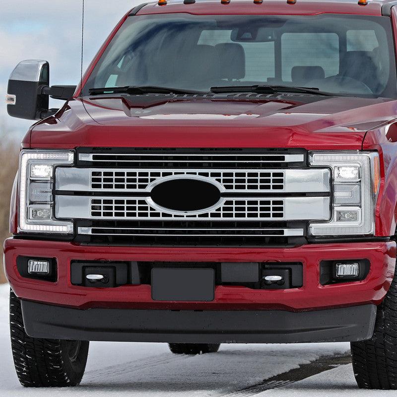 Spec-D Tuning - 2017-2018 Ford F-250/F-350/F-450/F-550 SuperDuty Chrome ABS Grille Overlay - HG-F25017C-MD-GL
