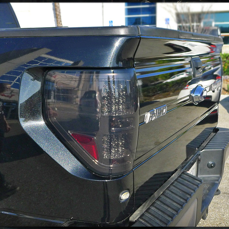 Spec-D Tuning - 2009-2014 Ford F-150 LED Tail Lights (Chrome Housing/Smoked Lens) - LT-F15009GLED-TM