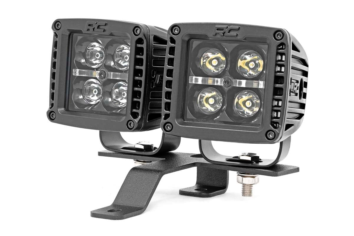 Rough Country - Quad LED Light Kit - Cowl Mount - 2" Black Pairs - Spot - Jeep Gladiator JT/Wrangler JL (18-25) - 70822 for 2
