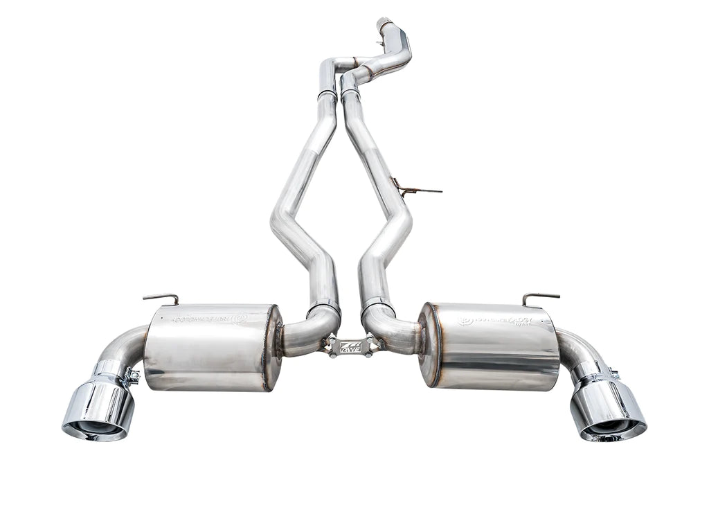 AWE 2020 Toyota Supra A90 Resonated Touring Edition Exhaust - 5in Chrome Silver Tips