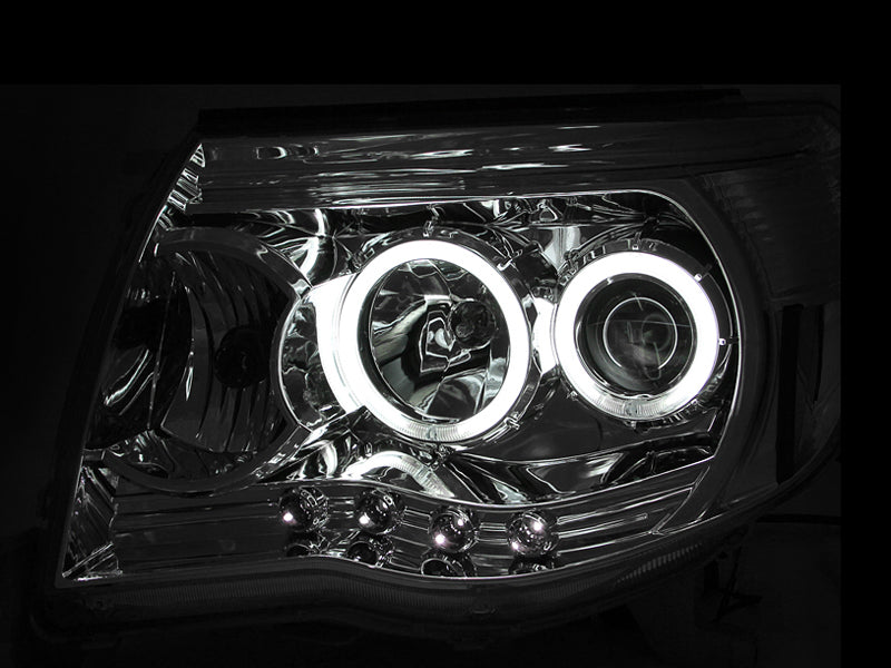 ANZO 2005-2011 Toyota Tacoma Projector Headlights w/ Halos Chrome - 121281