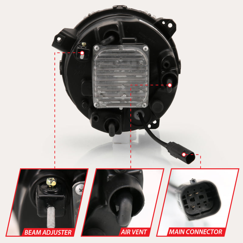 ANZO 2018-2023 Jeep Wrangler Full Led ProjectorH.L Black - 111466