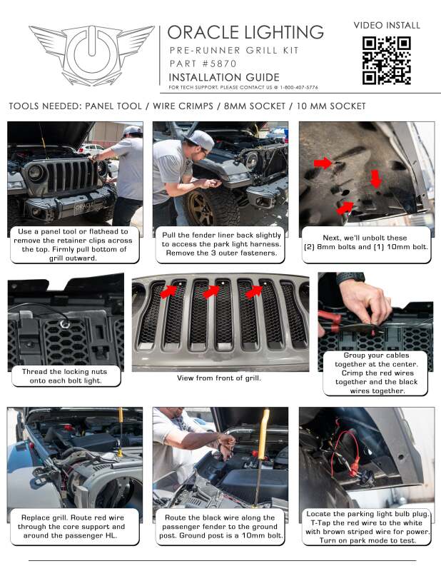 Oracle Pre-Runner Style LED Grille Kit for Jeep Wrangler JL - Blue SEE WARRANTY - 5870-002