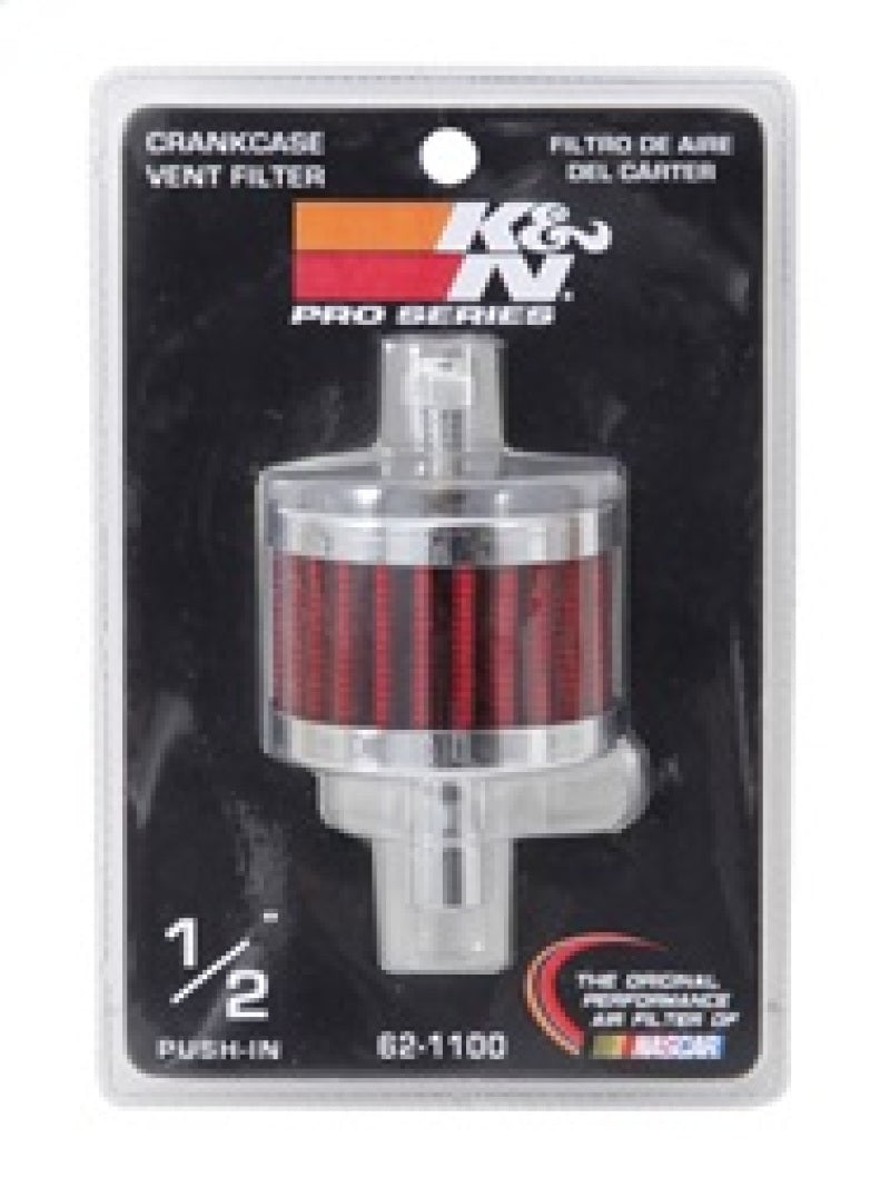 K&amp;N Steel Base Crankcase Vent Filter 0.5in Vent OD x 2in OD x 1.5in Height - 62-1100