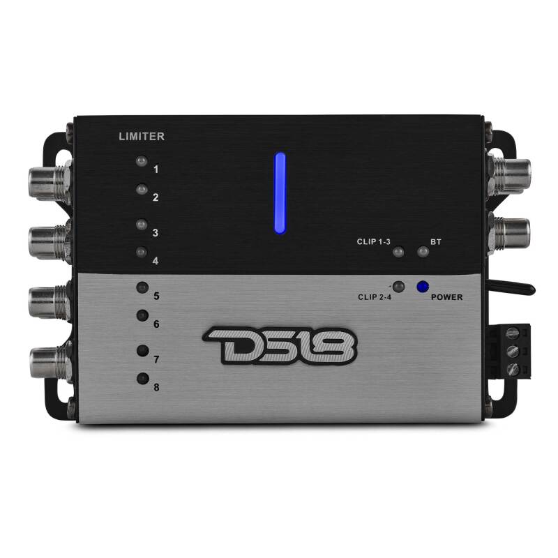 DS18 4-Channel In and 8-Channel Out DSP Bluetooth Audio Receiver Smartphone Control - i48DSP - front view