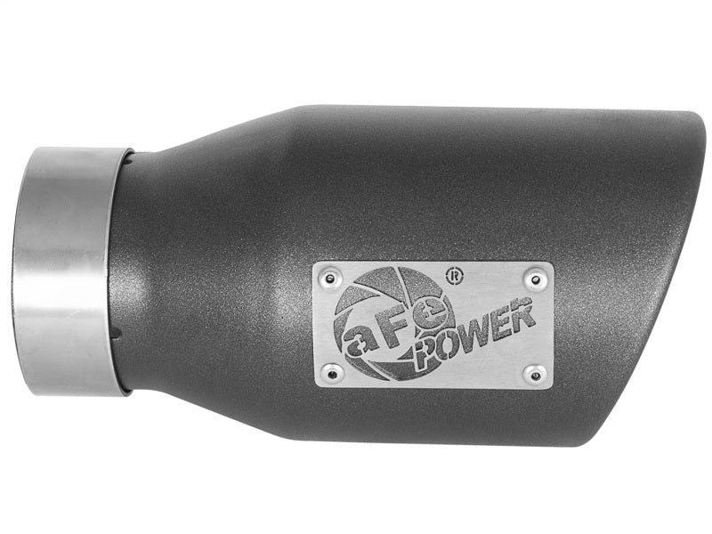 aFe MACH Force-Xp 3in 304 SS Metallic Black Exhaust Tip 3in In x 4-1/2in Out x 9in L Bolt-On Left - 49T30452-B091