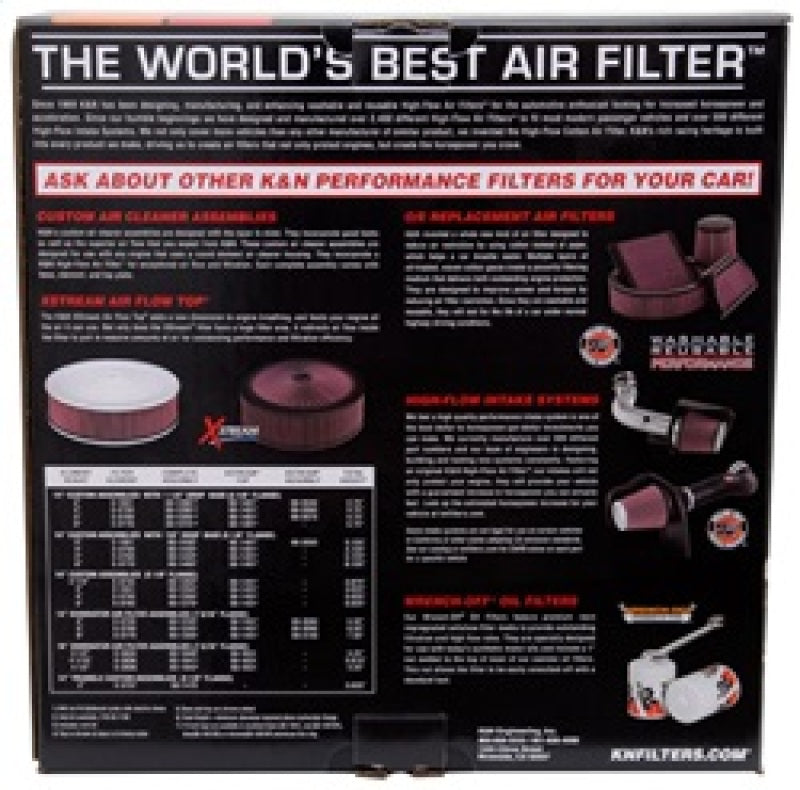 K&N X-Stream Top Filter X-Stream 5.125in Flange 14x3.12in Height 0.875in Drop Base - 66-3050 by K&N Engineering - side view