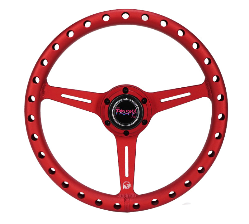 NRG Aluminum Light Weight Steering Wheel (330mm) Extra Light - Ergonomic Grip - Anadized Red - RST-072-RD - front view