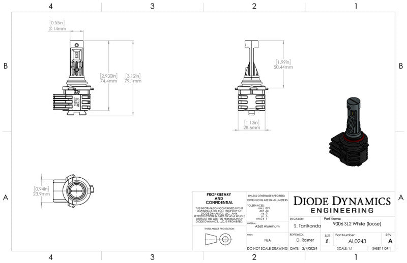 Diode Dynamics 9006/9012 Yellow SL2 LED Bulbs (pair) - DD0466P