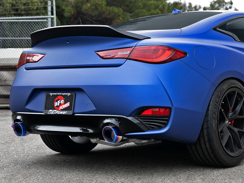 aFe POWER Takeda 2.5in 304 SS Axle-Back Exhaust w/ Blue Flame Tips 17-19 Infiniti Q60 V6-3.0L (tt) - 49-36133NM-L