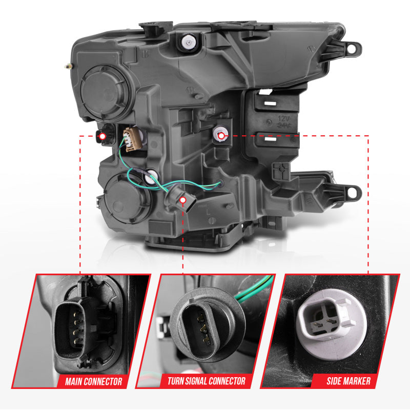 ANZO 2018-2020 Ford F-150 Projector Headlight w/Plank Style Switchback Chrome Housing - 111510