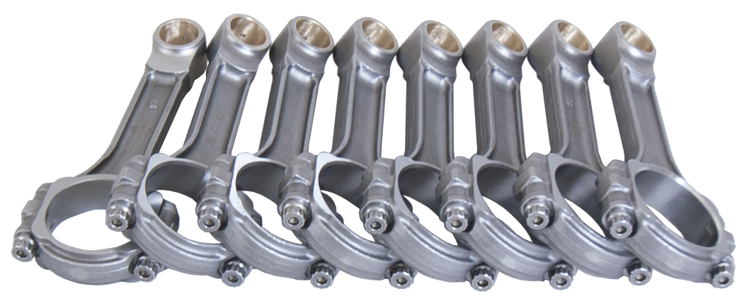 Eagle Chevrolet SB 6.250in 6.250in 5140 Steel 3/8in ARP2000 Bolts I-Beam Connecting Rods - Set of 8 - SIR6250BB2000 - front view
