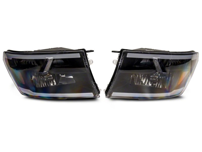 Raxiom 09-18 Dodge RAM 1500/2500/3500 Axial Series Headlights w/ LED Bar- Blk Housing (Clear Lens) - R131481