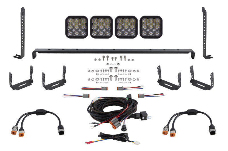 Diode Dynamics 14-23 Toyota 4Runner SS5 Stealth Grille LED 4-Pod Kit Sport - White Driving - DD7546