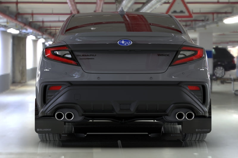 Rally Armor 2022+ Subaru WRX Black UR Mud Flap Altered Font Dark Grey Logo - MF92-UR-BLK/DGRY-X