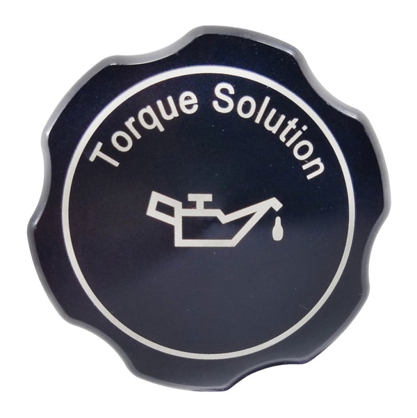 Torque Solution Billet Oil Cap 89+ Subaru - Black - TS-SU-313BK for 1993-2017 Subaru Impreza - front view