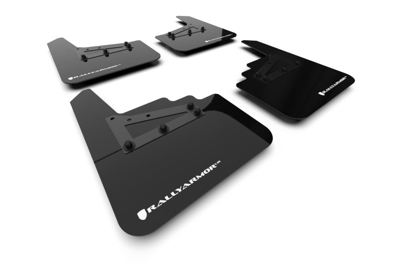 Rally Armor 21-24 Ford F-150 (Excl. Raptor) Black UR Mud Flap w/White Logo - MF115-UR-BLK-WH