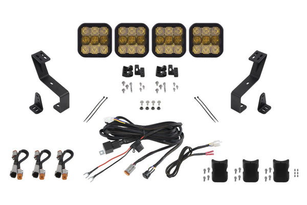 Diode Dynamics SS5 Grille CrossLink Lightbar Kit for 2019-Present Ram - Yellow Pro Combo - DD7611 for 2019-2024 Ram 1500 - fr