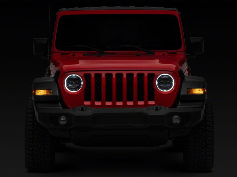 Raxiom 18-23 Jeep Wrangler JL Axial Series 9-In Angel Eye LED Headlights- Blk Housing (Clear Lens) - J171705