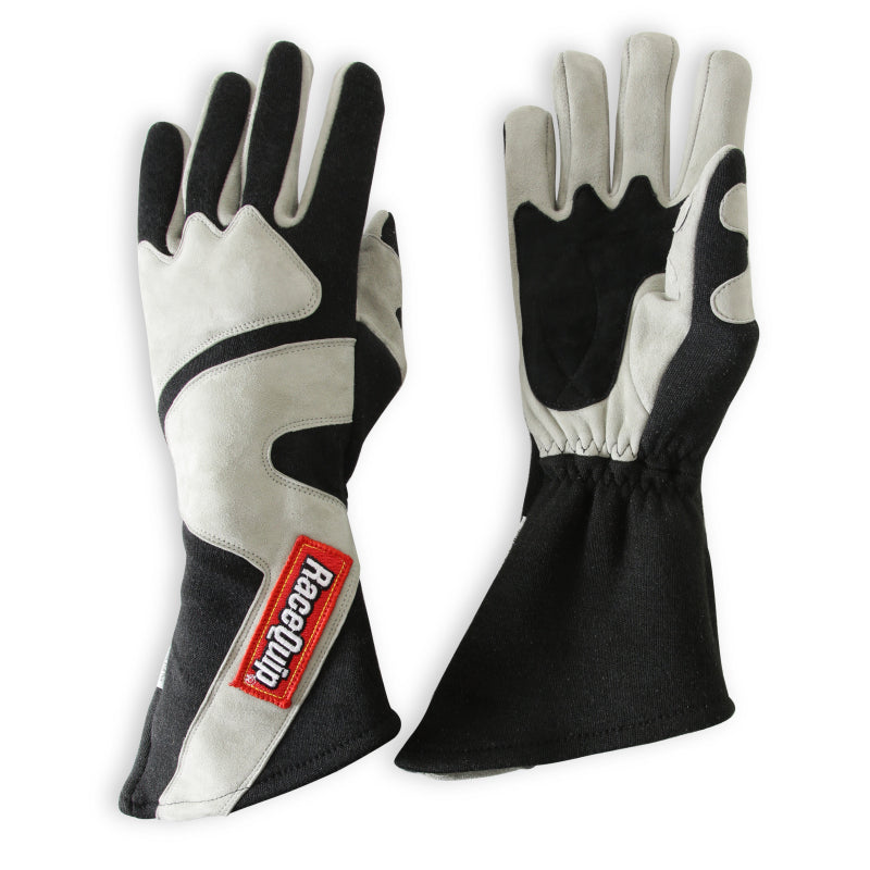 RaceQuip SFI-5 Gray/Black Small Long Angle Cut Glove - 358602RQP