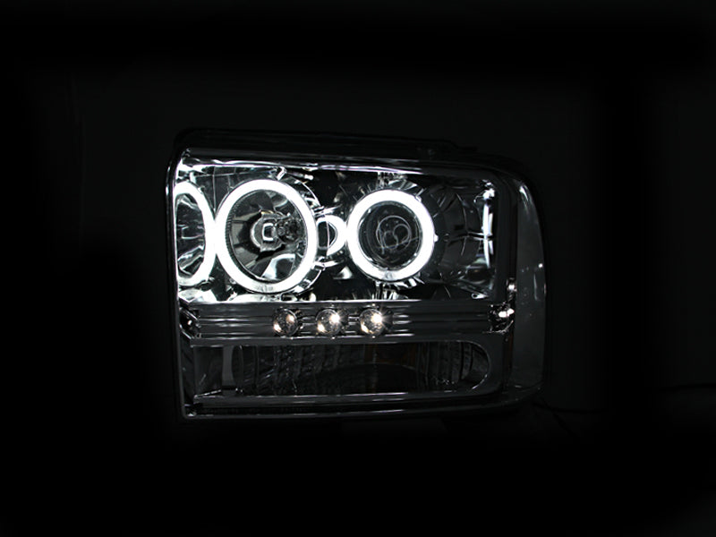 ANZO 2005-2007 Ford Excursion Projector Headlights w/ Halo Chrome w/ LED Strip (CCFL) 1pc - 111118